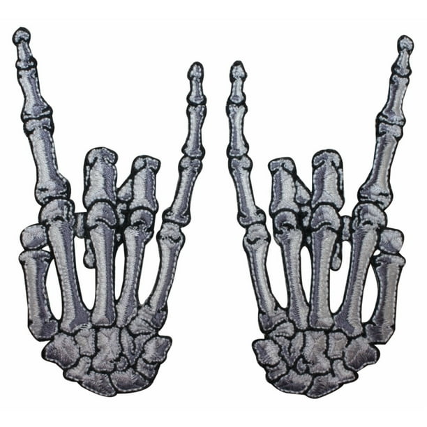 White Devil Horns Sign Patch Rock Metal Bone Hands Kreepsville Iron On Applique Walmart Com Walmart Com