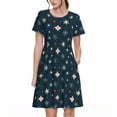 thumbnail image 1 of Balery Christmas Snowflakes1 Vestidos sueltos de manga corta para mujer, vestidos de verano 2025, vestidos casuales de corte A con vuelo., 1 of 6