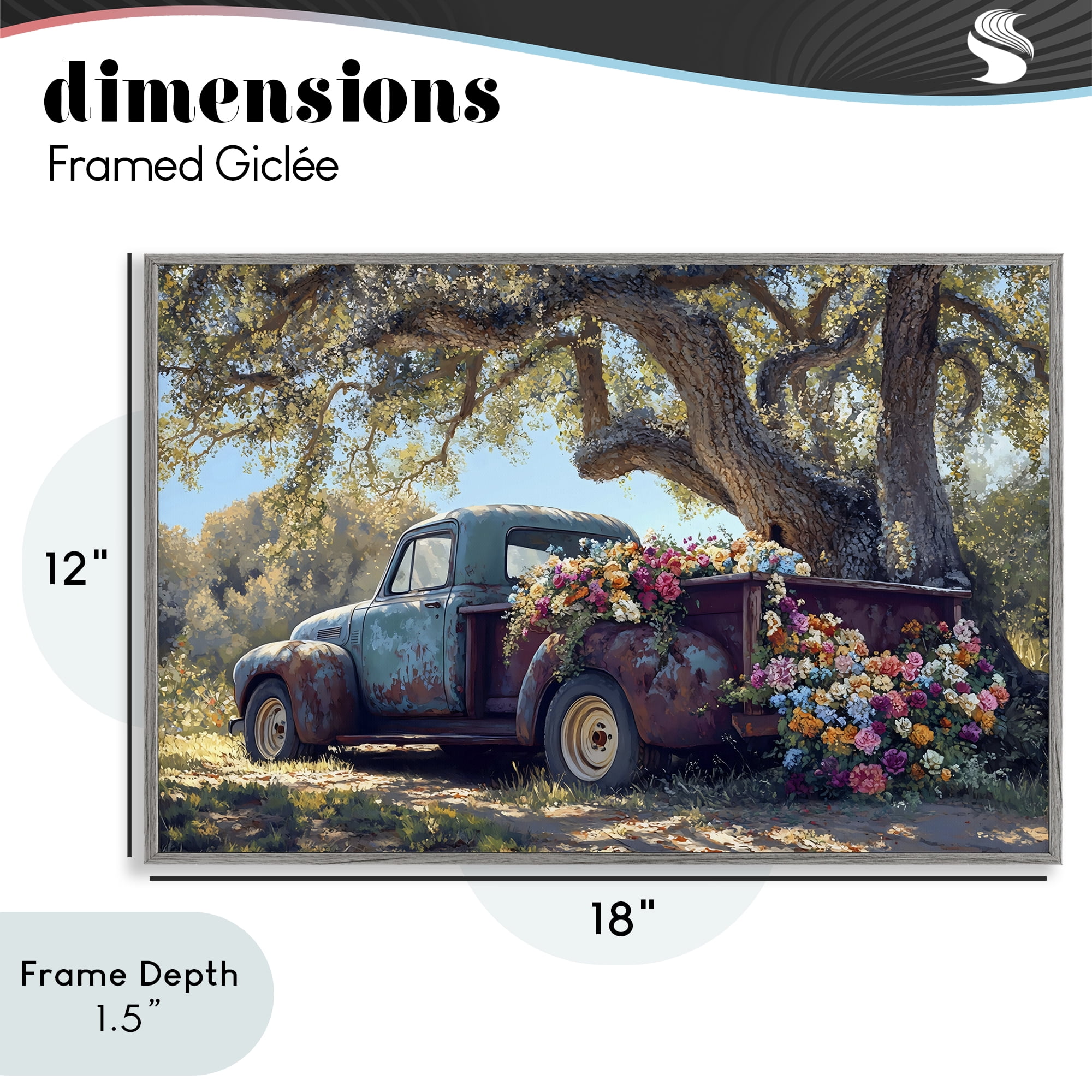 Stupell Industries Repurposed Truck Filled with Flowers Gray Framed Giclee Art, design by Franklyn Gregory