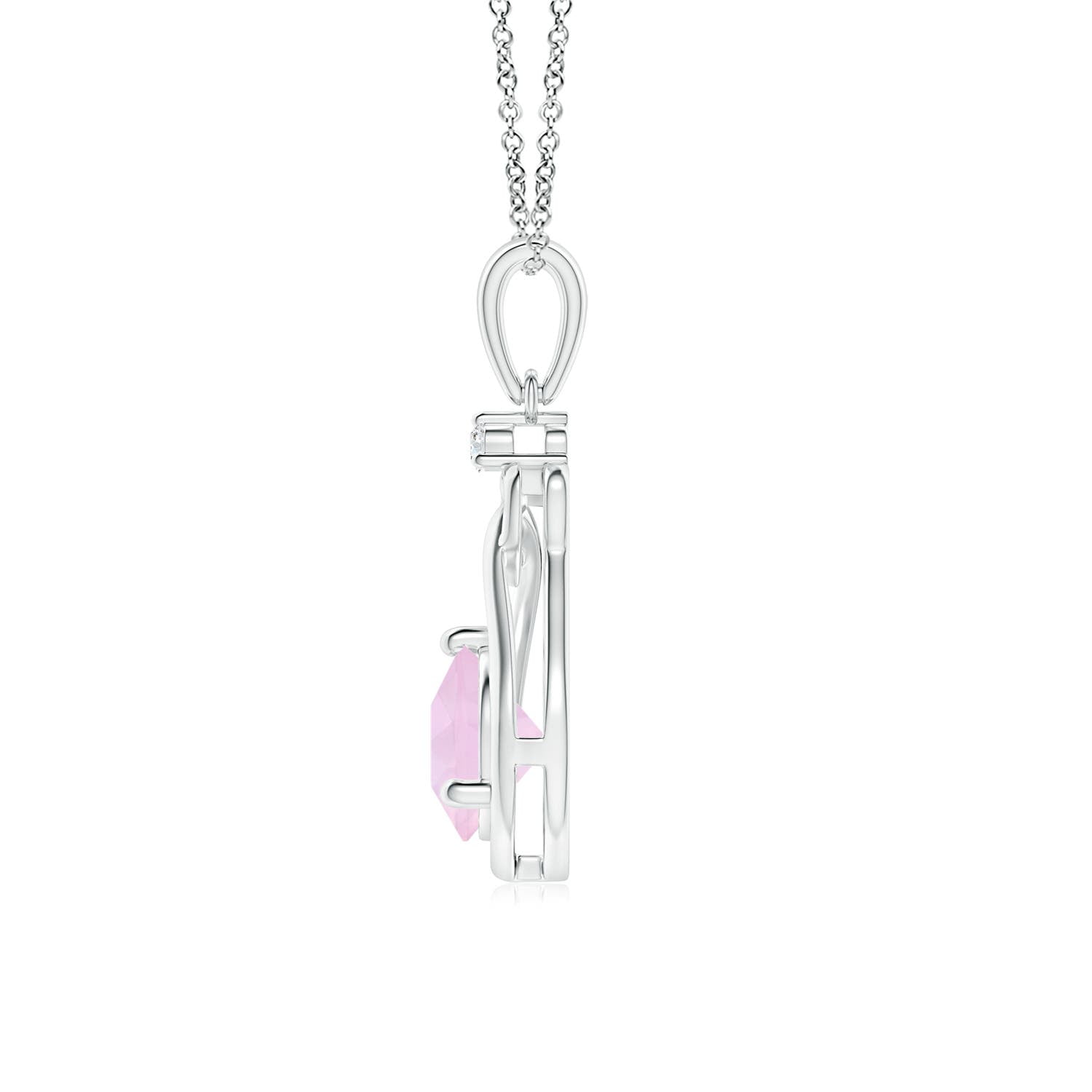 Angara Natural Rose Quartz Solitaire Pendant Necklace for