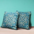 thumbnail image 3 of 20" Paisley Leaf Geo Suede Zippered Pillow with Insert - Aqua Gold, 3 of 5