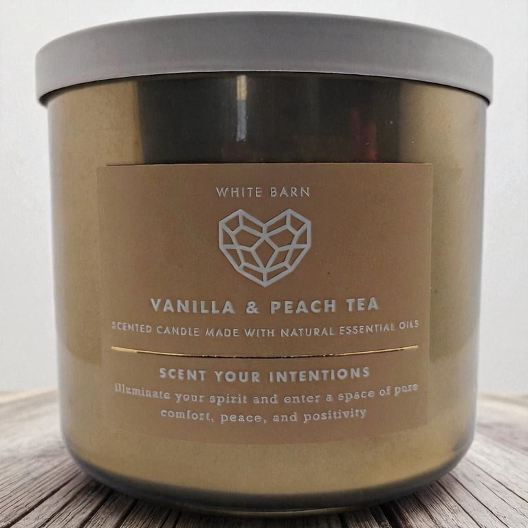 Bath and Body Works Vanilla & Peach Tea 3-Wick Candle Scented