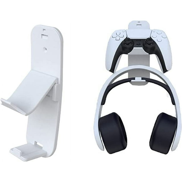 Jinsinto Controller and Headphone Holder, PS5 Headset and Controller Wall Mount, Compatible with Playstation or Xbox Controller and Headset - White