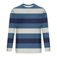 thumbnail image 5 of LNWUY Mens Shirts Soft Breathable Comfortable Cotton Crewneck Long Sleeve Basic Pullover Stripe Printed Casual Tee Shirt Blue XXXXL, 5 of 5