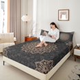 thumbnail image 4 of Manfei Teens Boho Mandala 4 Pieces Queen Sheet Sets,Hippie Floral Ultra Soft Flat Sheet,Exotic Style Queen Fitted Sheet,Ultra Soft Home Decor, 4 of 7