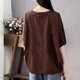 thumbnail image 2 of TaTaai asual Fashion Women Top Solid Color Patchwork Short Sleeve Crew Neck Loose Fit Soft Breathable Stretch Pullover Daily Lounge Street Wear T Shirt Gift, 2 of 5