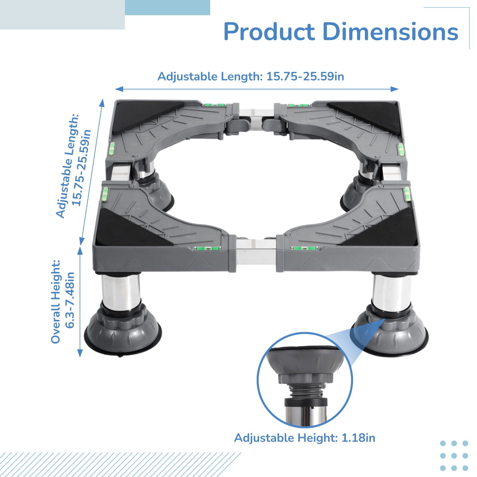 Universal Washing Machine Base Stand with Adjustable Height, Laundry Pedestal, Fridge Rack, Universal Appliance Stand for Dryers, Refrigerators