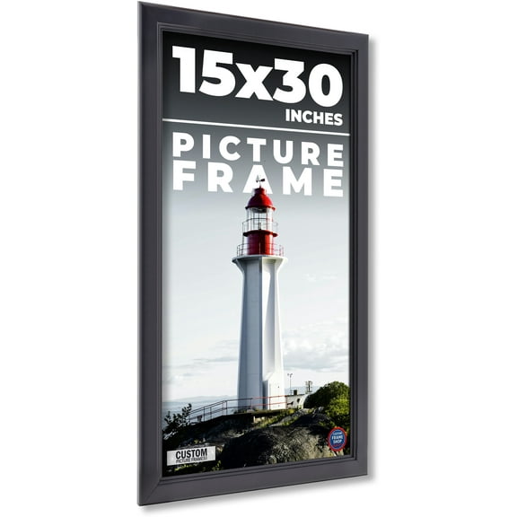 15x30 - 15 x 30 Contemporary Black Solid Wood Frame with UV Framer's Acrylic & Foam Board Backing -