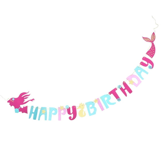 Homoyoyo Mermaid Party Banner Birthday Assorted Color Decorative 1 Set for Women