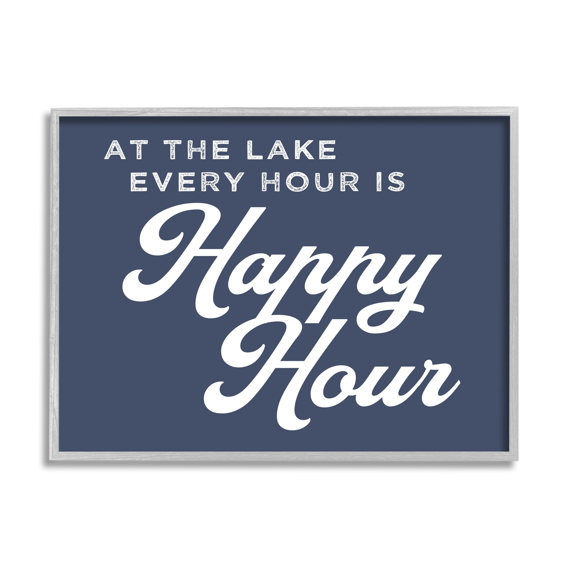 Daphne Polselli Ever Hour's Happy Hour Nautical Lake Sign 20 in x 16 in Framed Painting Art Print, by Stupell Home Décor