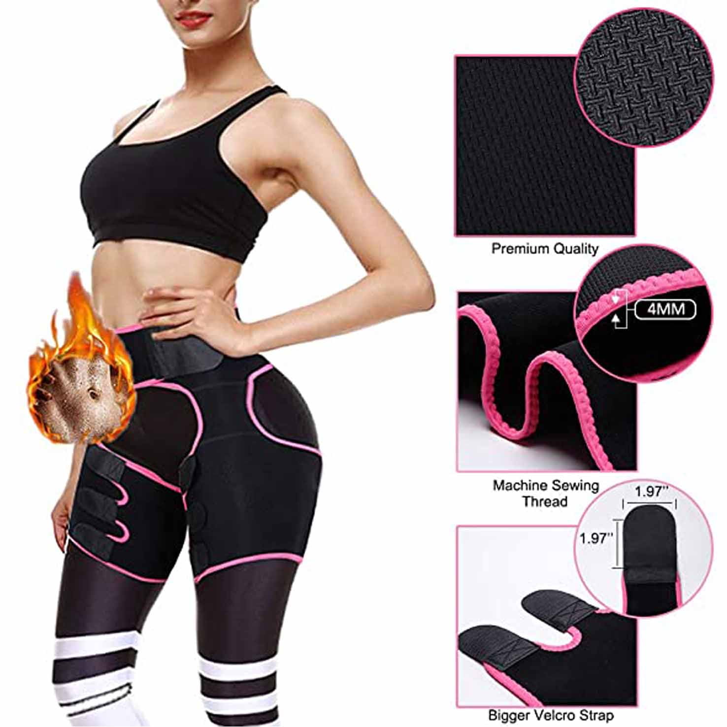 3 in 1 Thigh and Waist Trainer Plus Size Everyday Wear Fitness Exercise Butt Lifer Thigh Trimmer NAILGIL Waist and Thigh Trainer for Women Weight Loss with Adjustable High Waist Design