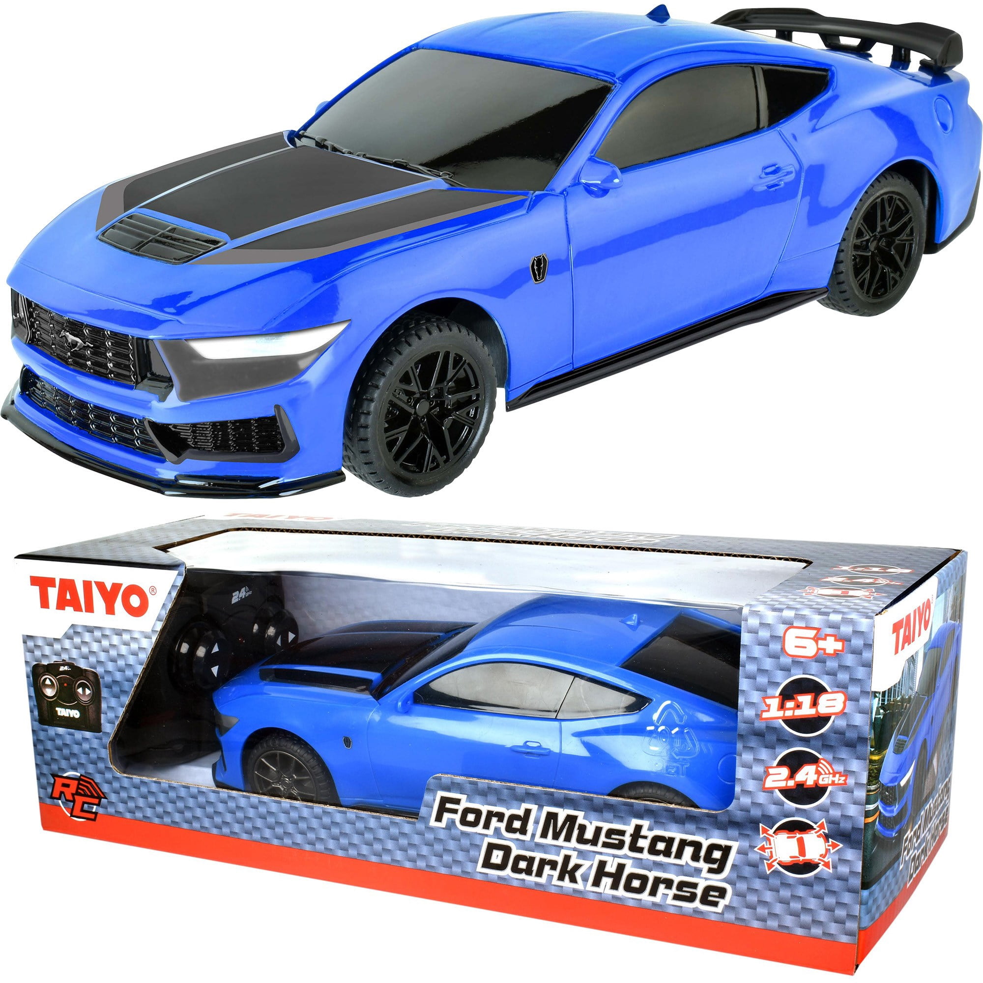 Taiyo: Ford Mustang GTD Dark Horse RC - Blue - 1:18 Scale Car, 2.4Ghz Remote Controlled Vehicle, Controller, Battery Operated Sports Car, Licensed