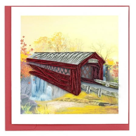 Quilling Card Quilled Autumn Covered Bridge Card