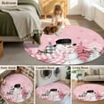 thumbnail image 6 of Pink Snowman Christmas Round Area Rug 6 FT, Bedroom Area Rug, Winter Snowflake Xmas Tree Pink Grey Plaid Washable Soft Circular Carpet Floor Mat for Kitchen Dining Room Home Office Kids Room, 6 of 9
