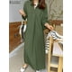 thumbnail image 2 of ZANZEA Female Long Sleeve Sundress Elegant Solid Color Fashion Long Vestidos Spring Office OL Shirt Dress Ankle Length Robe 20235XL Gao Jinjia LED, 2 of 2