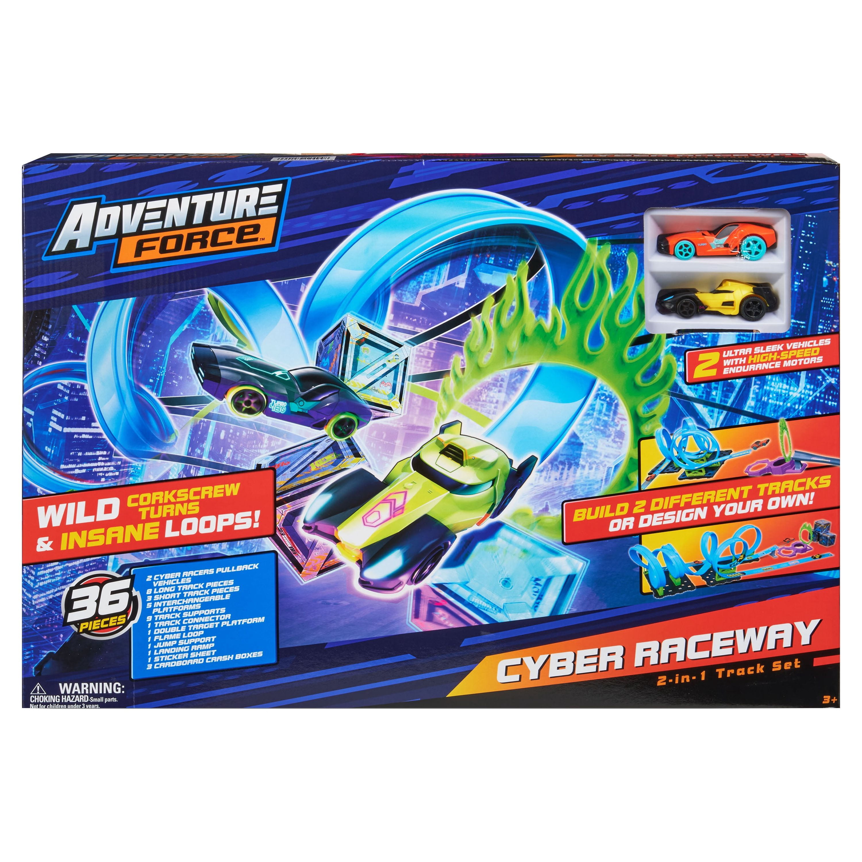 Adventure Force Cyber Raceway Playset With 2 Vehicles