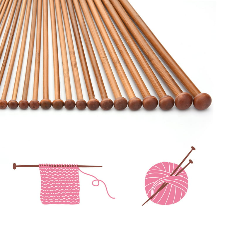 36PCS Bamboo Knitting Needles Set, BetyBedy Single Pointed Knitting  Needles, 9 Inches Length Knitting Crochet Supplies for Beginners Handmade  (18 Sizes from 2.0mm-10.0mm)