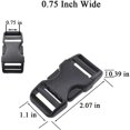 thumbnail image 4 of Quick Side Release Buckles 0.75 inch Wide A Style Dual Adjustable Without Sewing Clips Snap Solid Plastic for Nylon Strap Webbing Survival Paracord Bracelet Pet Collar Fanny Pack Black 6 Pack, 4 of 7