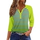 thumbnail image 2 of Fiudx Ofertas Del Día Blusas Estampadas a Rayas Degradadas Informales para Mujer a La Moda, Top con Cuello En V con Botones y Manga 3/4 de Hombro a Manga, 2 of 5