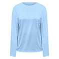 thumbnail image 4 of HJYCHN Womens Long Sleeve Tops Fashionable Oversized Basic Round Neck Fall Top for Everyday Wear Comfortable and Relaxed Fit Womens T-Shirts Sky Blue XXXL, 4 of 4