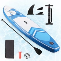 GASKY  Inflatable Paddle Board 6 in Thick Stand Up Paddle Board with Aluminum Adjustable Paddle Accessories Carry Bag Blue