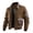 Brown #091, variant on Men's Color Block Faux Suede Flight Jacket Lapel Collar Zip Up Cargo Bomber Coat With Zipper Sleeve Vintage, M