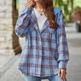 thumbnail image 7 of Baberdicy Womens Shirts Women's Fall Casual Hoodie Long Sleeved Plaid Shirt with Pocket Blouses for Women Blue, 7 of 7