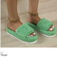 thumbnail image 5 of Nrmvnmi Women's Slippers Summer Open Toe Thick Soled Furry Slippers and Furry Solid Color Home Shoes Green Mothers Day Gifts, 5 of 6