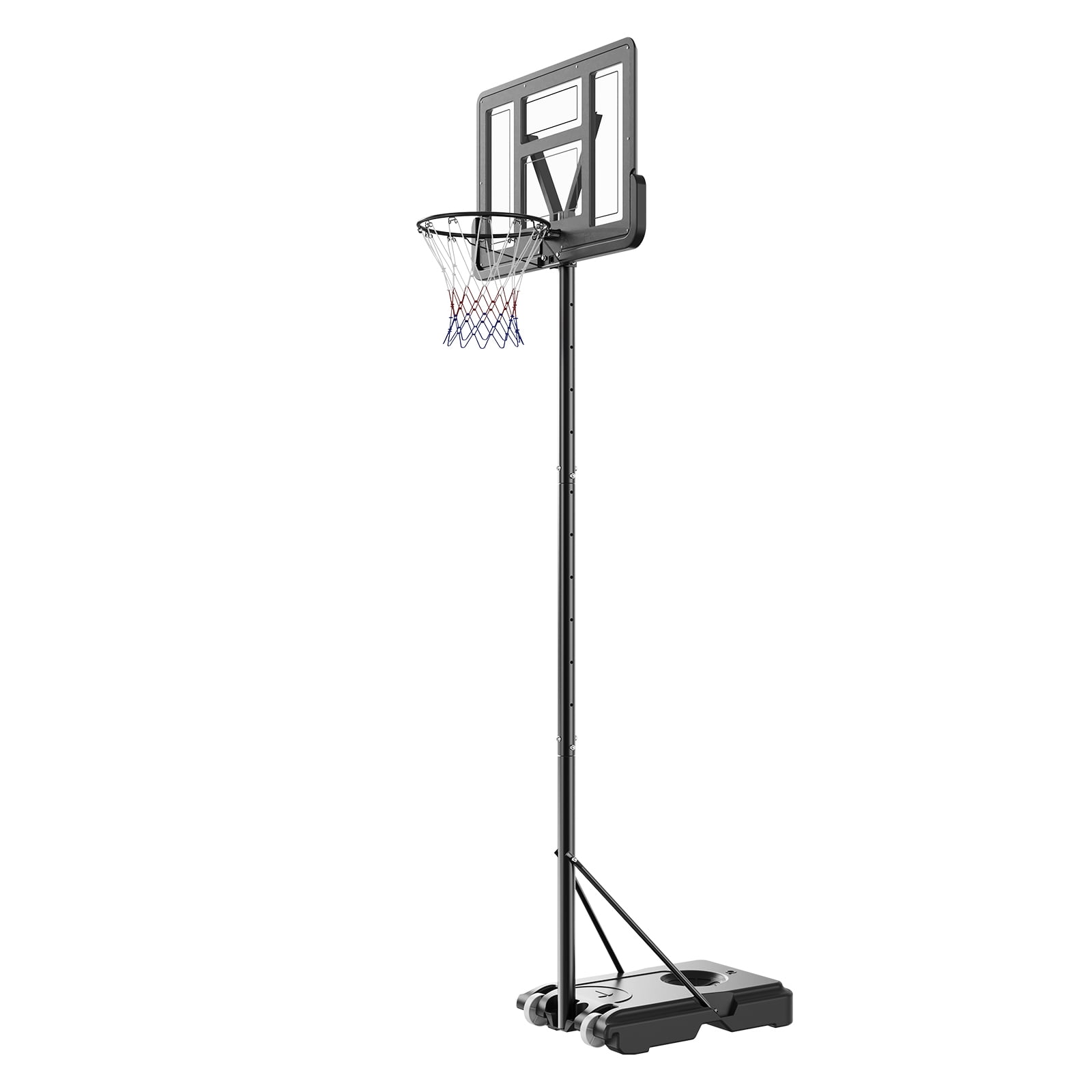 Basketball Hoop, 4-10 ft Adjustable Height Portable Backboard System, 44 inch Goal with Wheels, Stand and Fillable Base, for Outdoor/Indoor Use