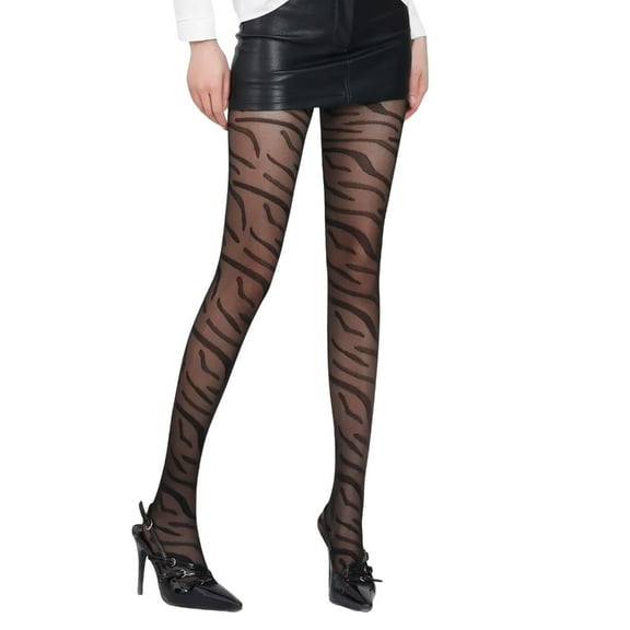 Sheer Zebras Striped Pattern Tights for Ladies Thin Silk Pantyhose Stockings