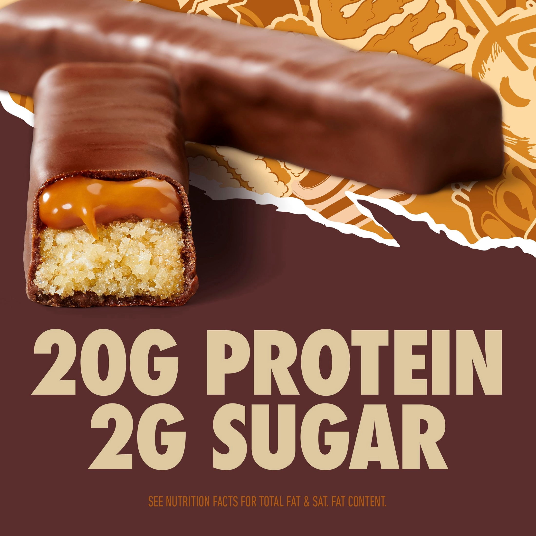 (8 pack) GHOST PROTEIN BAR, CHOCOLATE CARAMEL Flavor, 20G Protein, 2G Sugar, 4 Ct, 9.2 oz