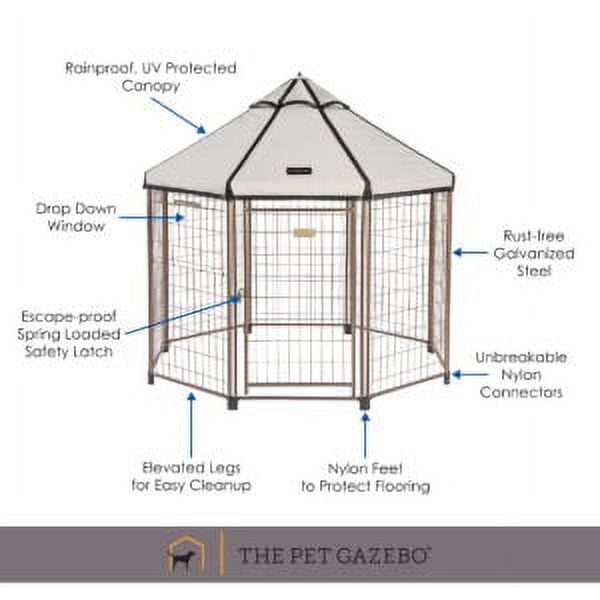 Pet Gazebo Indoor Outdoor Dog Kennel Play Pen with Waterproof Market-Top Cover, Beach Sand, 5-ft