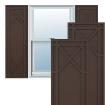 Ekena Millwork 15"W x 49"H True Fit PVC Bungalow Fixed Mount Shutters, Raisin Brown (Per Pair - Hardware Not Included)