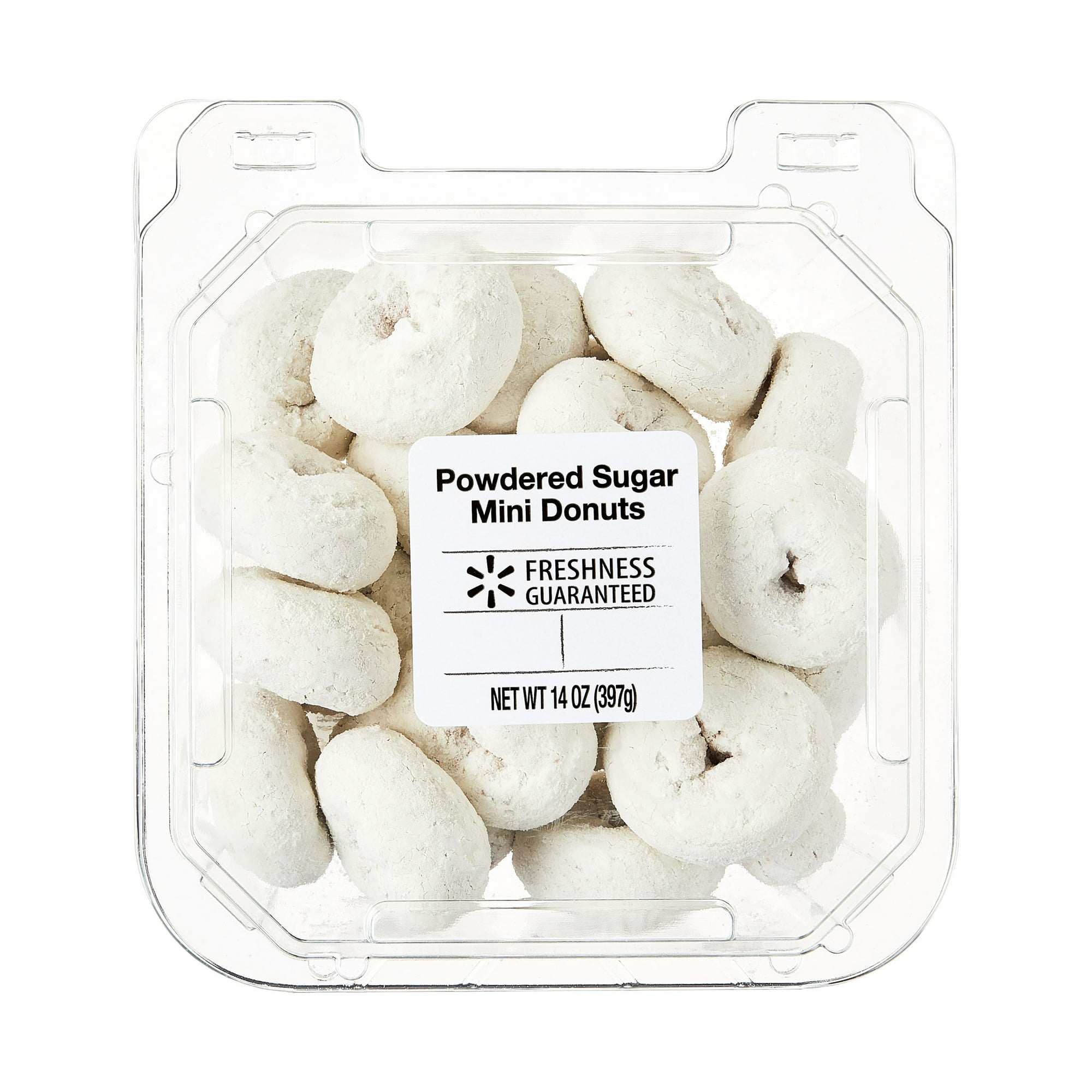 Freshness Guaranteed Powdered Sugar Mini Donuts, 14 oz Clamshell (Shelf Stable)