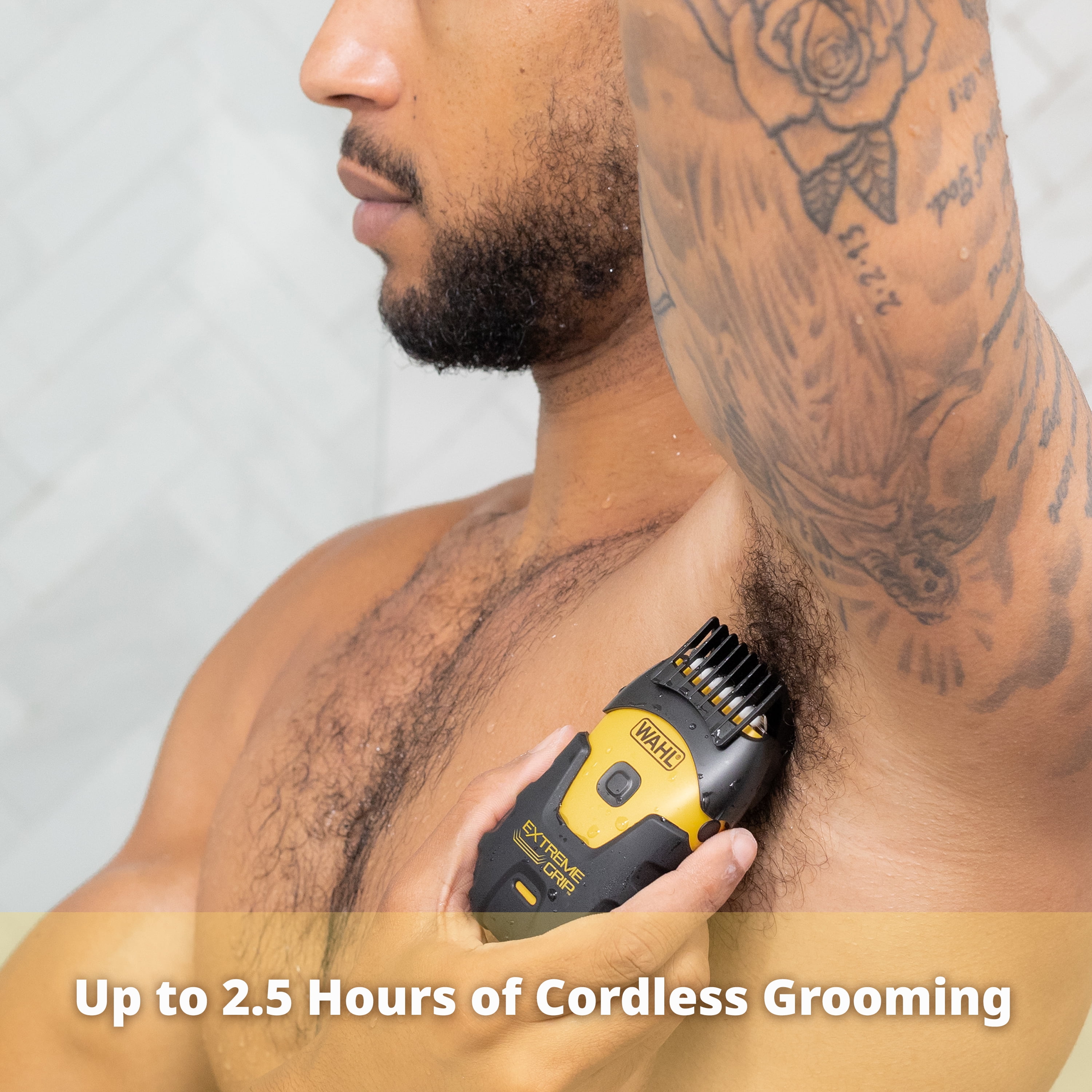 Wahl Tondeuse corporelle Lithium Ion+ Extreme Grip avec longueurs réglables, lame douce pour la peau, étanche, USB – Modèle 3310