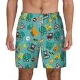 thumbnail image 2 of Picia Trucks And Excavators pattern Mens Swim Trunks with Compression Liner Stretch Beach Shorts Quick Dry with Zipper Pockets No-Chafing Board Shorts-Medium, 2 of 9