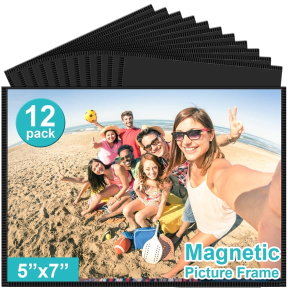 12 Pack Magnetic Picture Frame, Magnetic Frame with Black Border, 5x7 Magnetic Picture Frames Reusable, Magnetic Photo Frames Perfect Display Frame