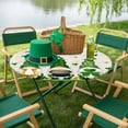 thumbnail image 5 of Round Fitted Tablecloth,Happy St. Patrick's Day Dwarf Shamrocks Circle Table Cover Waterproof Table Cloth with Elastic Edge,Green Black Buffalo Plaid Outdoor Tablecloths for Kitchen Picnic 36-44in, 5 of 9
