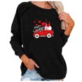 thumbnail image 2 of Qiopertar Valentine's Day Imprimé pour Femmes Mode Décontractée Col Rond Manches Longues Pull Chandail en Molleton Haut Chemisier Liquidation Livraison Gratuite à Moins de 5$ jusqu'à 90 % de Réduction, 2 of 5