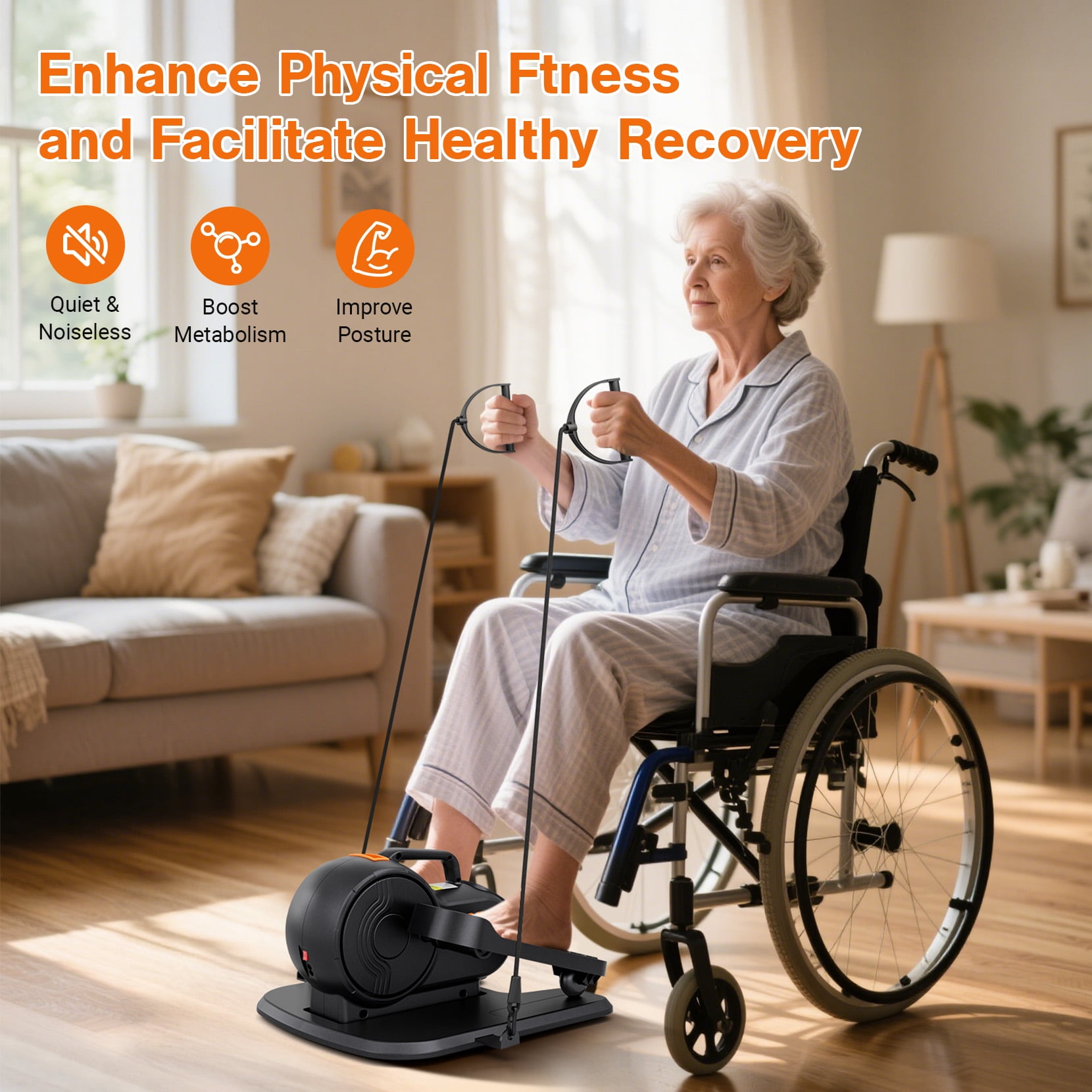 Under Desk Elliptical Machine, 10 Adjustable Leg Exerciser Quiet & Portable whit Remote Dprodo Electric Ellipse