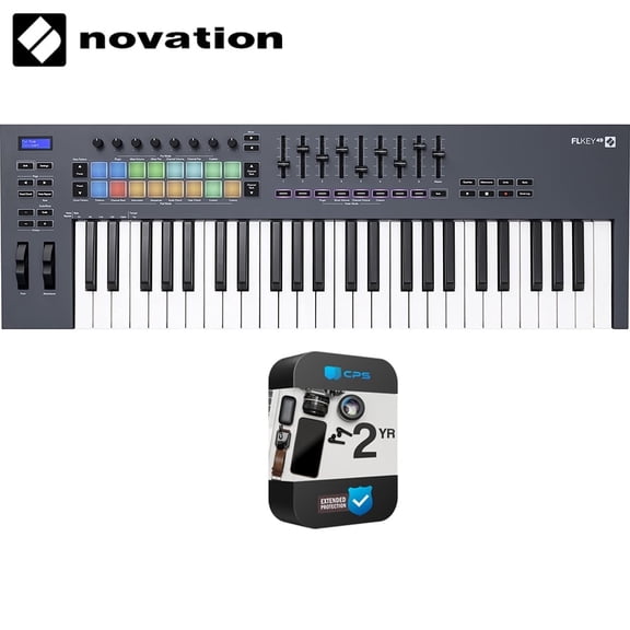 Novation AMS-FLKEY-49 FLkey 49 USB MIDI Keyboard Controller Bundle with 2 YR CPS Enhanced Protection Pack