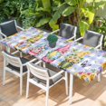 thumbnail image 2 of Easter Table Cloths for 8 Foot Rectangle Tables, Watercolor Gnomes Eggs Flowers Butterflies Purple Plaid Patio Waterproof Elastic Fitted Tablecloths, Washable Rectangular Table Cover for Camping, 2 of 8