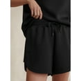 thumbnail image 4 of Women Two Piece Outfits Tracksuit Half Zip Lapel Cap Sleeve Sweatshirt High Waist Drawstring Shorts Set Sweatsuit, 4 of 6
