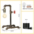 thumbnail image 3 of Retro Table Lamp, Industrial Steam Punk Lamp, Loft Style Rustic Bronze Metal Lighting, Pipe Desk Lamp (Bulb Not Included), 3 of 4