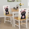 thumbnail image 5 of Cute Black Cat Chair Covers Set of 1 Pink Flower Cherry Blossoms Bee Country Fields Chair Back Covers Stretch Removable Washable Slipcovers Protector for Dining Room Kitchen Party Decor, 5 of 9