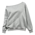 thumbnail image 3 of AKOEE Off Shoulder Sweatshirts for Women Trendy Casual Loose Sweaters Lightweight Long Sleeve Plain Pullover (3XL, Gray), 3 of 7
