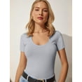 thumbnail image 3 of VICHVVY Summer Women's Scoop Neck Short Sleeve Shirts Ribbed Slim Fitted Casual Basic Top Blouses S-XL, 3 of 9