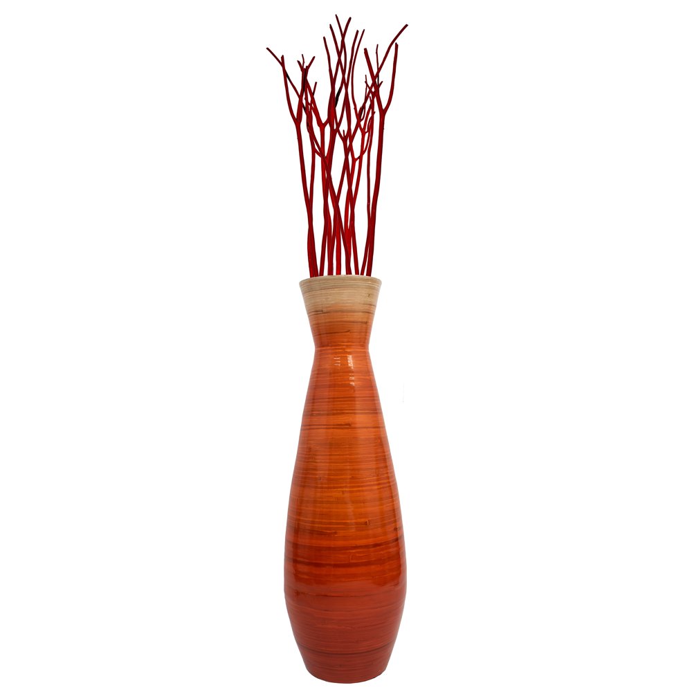 31 5 Tall Bamboo  Floor  Vase  Glossy Orange Walmart com Walmart com