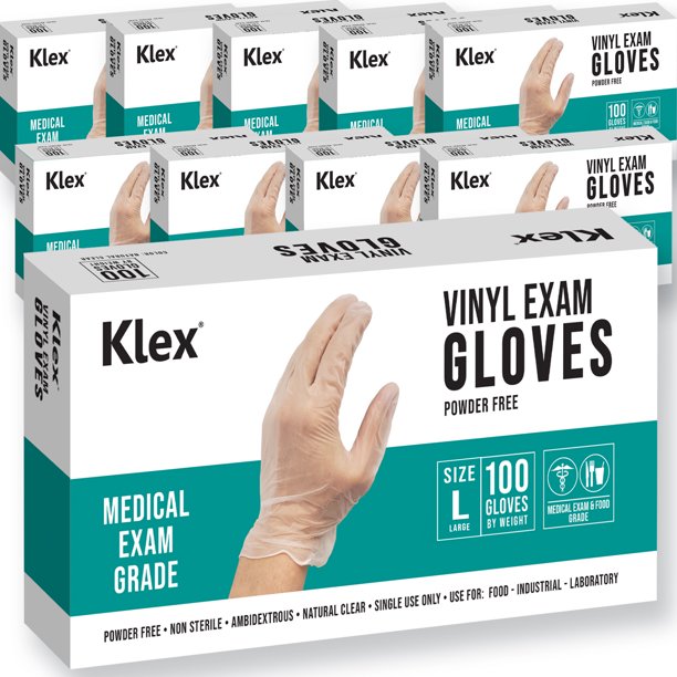 Klex Disposable Heavy Duty Vinyl Gloves Latex Free Powder Free, BPA