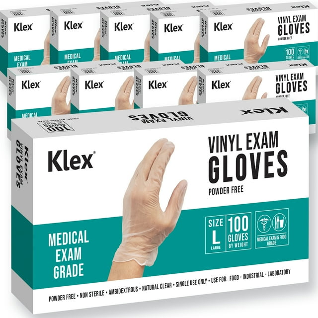Klex Disposable Heavy Duty Vinyl Gloves Latex Free Powder Free, BPA